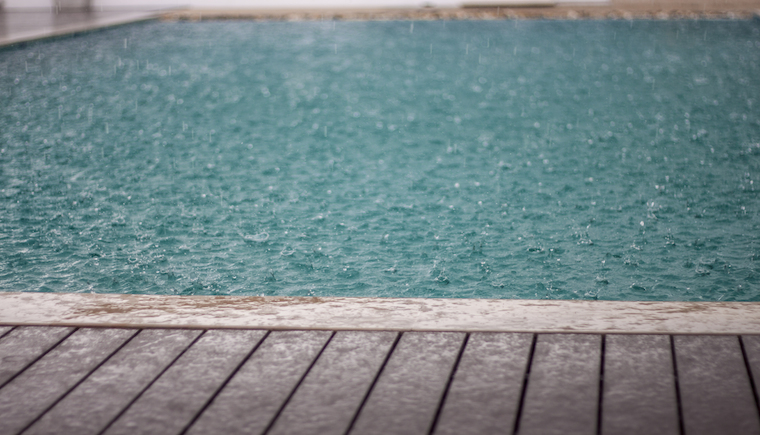 rainy water in pool