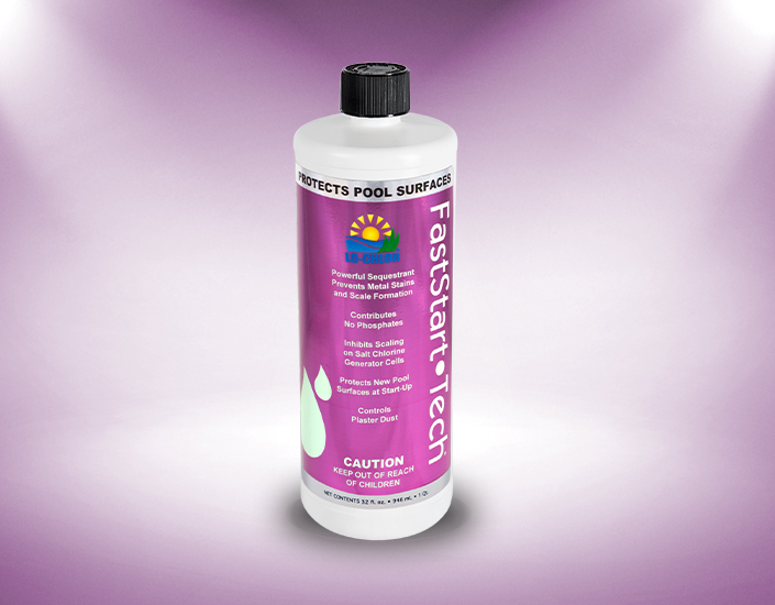 FastStart-Tech advanced sequestrant helps prevent stains from metals and calcium scale and controls plaster dust while yielding no phosphates in the pool water!



